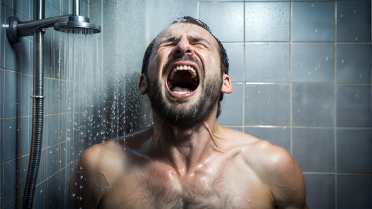 Man screaming while in the shower.