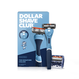 Dollar Shave Club University of North Carolina razor and UNC packaging on a white background